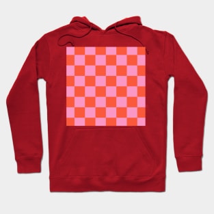 Checked pattern Orange and Pink checkerboard Hoodie